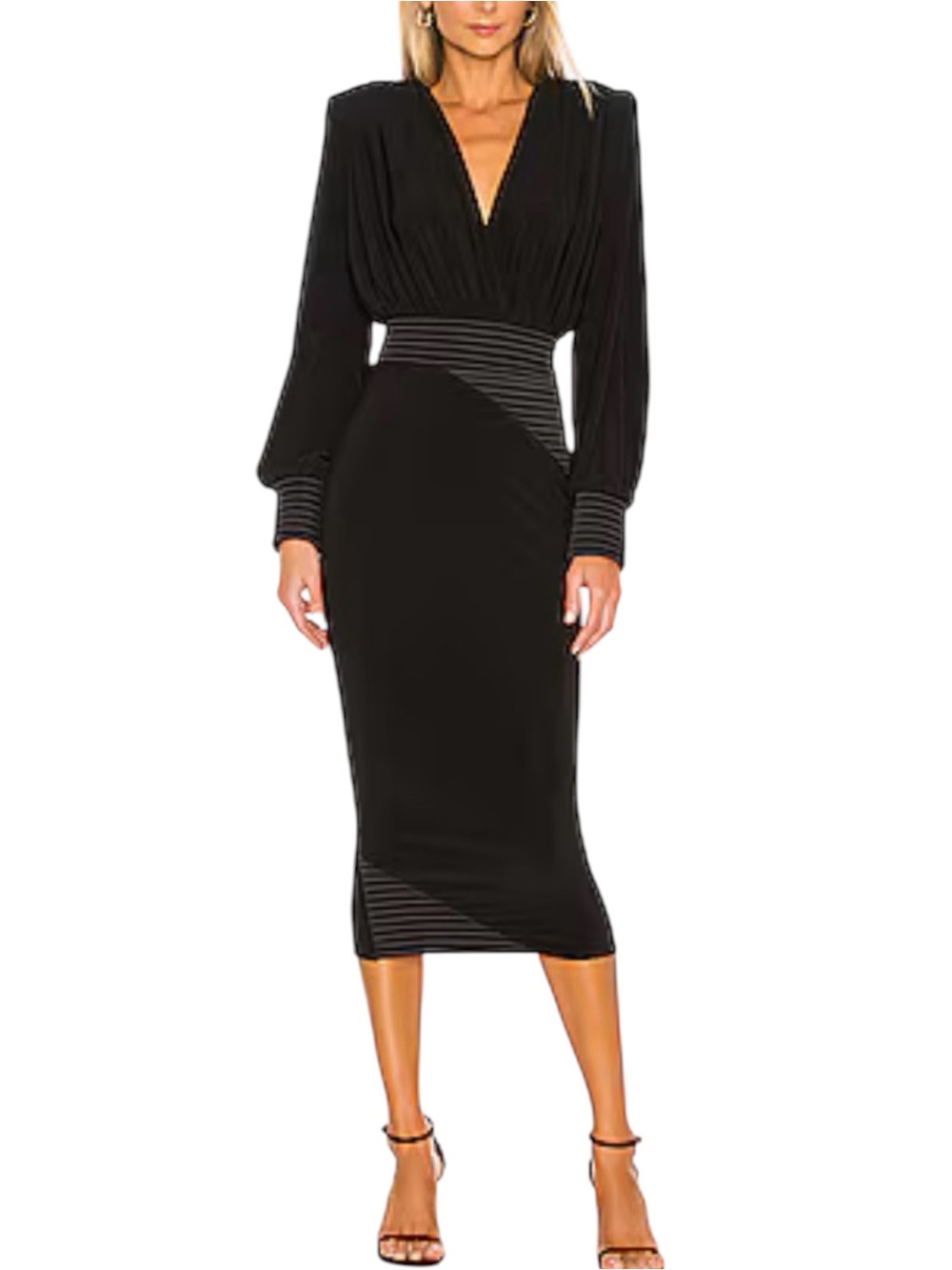Zhivago Lover Man Long Sleeve Black Midi Dress US 2